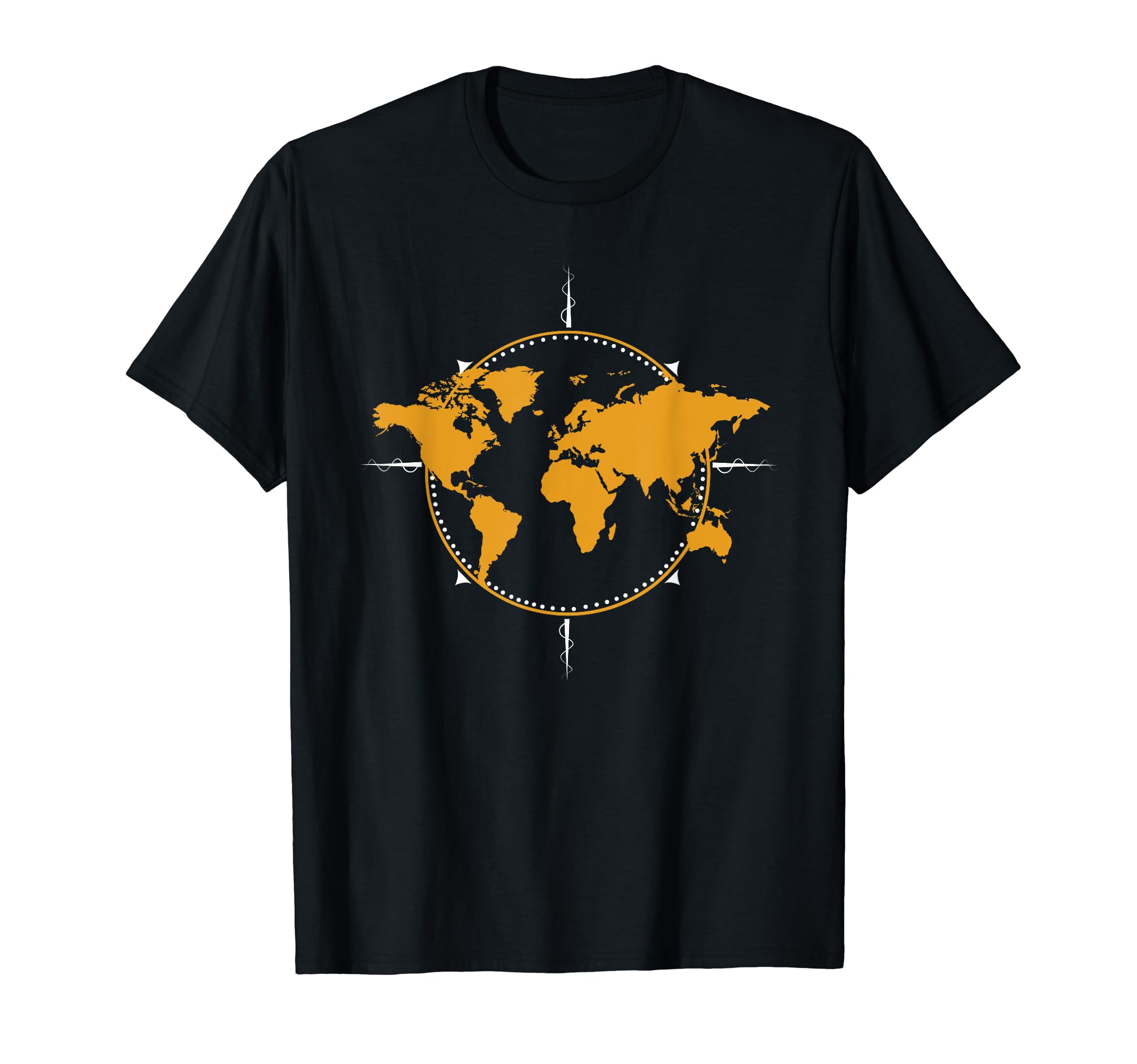 Geographic, World Map & Compass Graphic Travel T-Shirt
