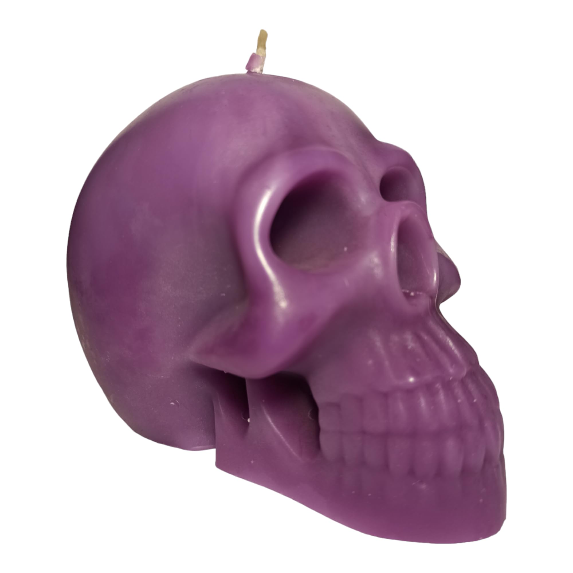 Large purple skull candle for spells for help in clairvoyance and divination (witches, witch, aessthetic, skeleton, goth, spooky, ritual, fireplace, decor, bloody, brain, spiritual, weird, satanic)