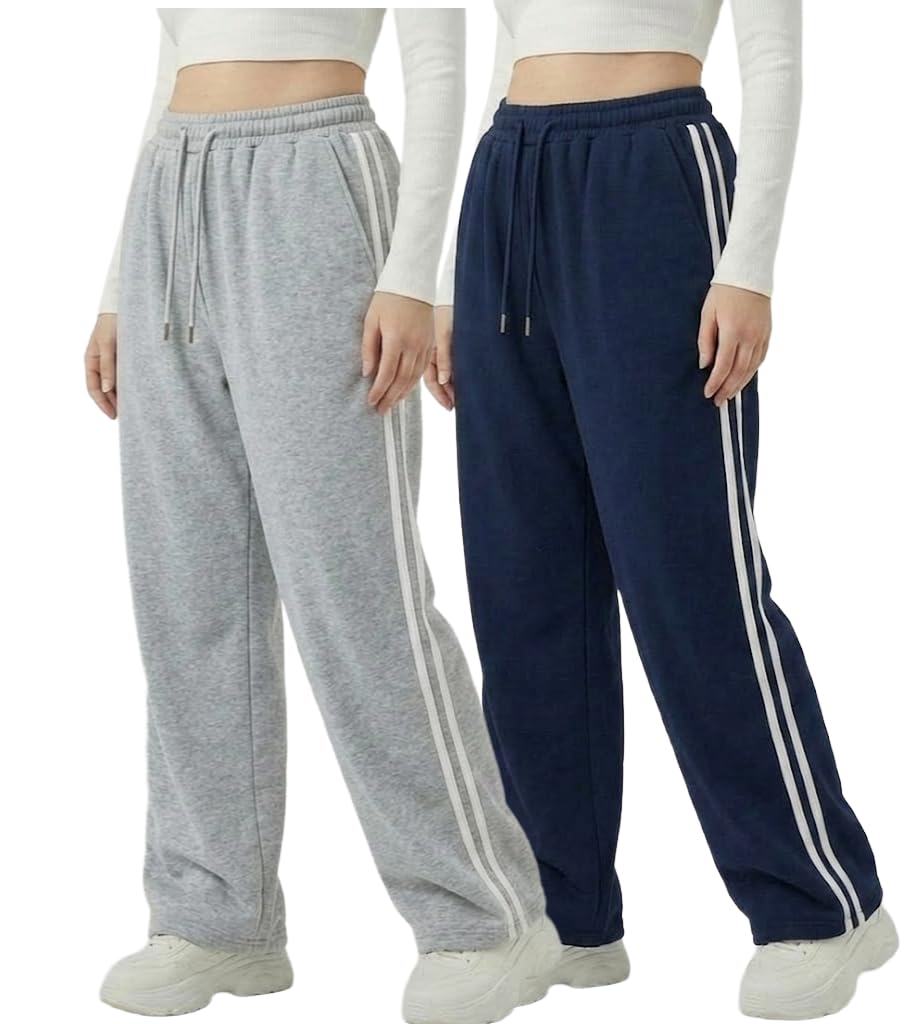 Women Lower Cotton Track Pants for Women | Ladies Joggers High Waist Elastic Waistband | Gym Wear Yoga Pants Sports Trousers | Casual Wear Lounge Pants |Stretchable Trackpant for Girls-PACK OF 2-image-27