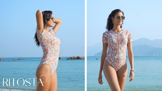 FEOYA Costume Intero A Due Pezzi Da Donna, Con Maniche Corte E Pantaloncini, Protezione UPF 50+