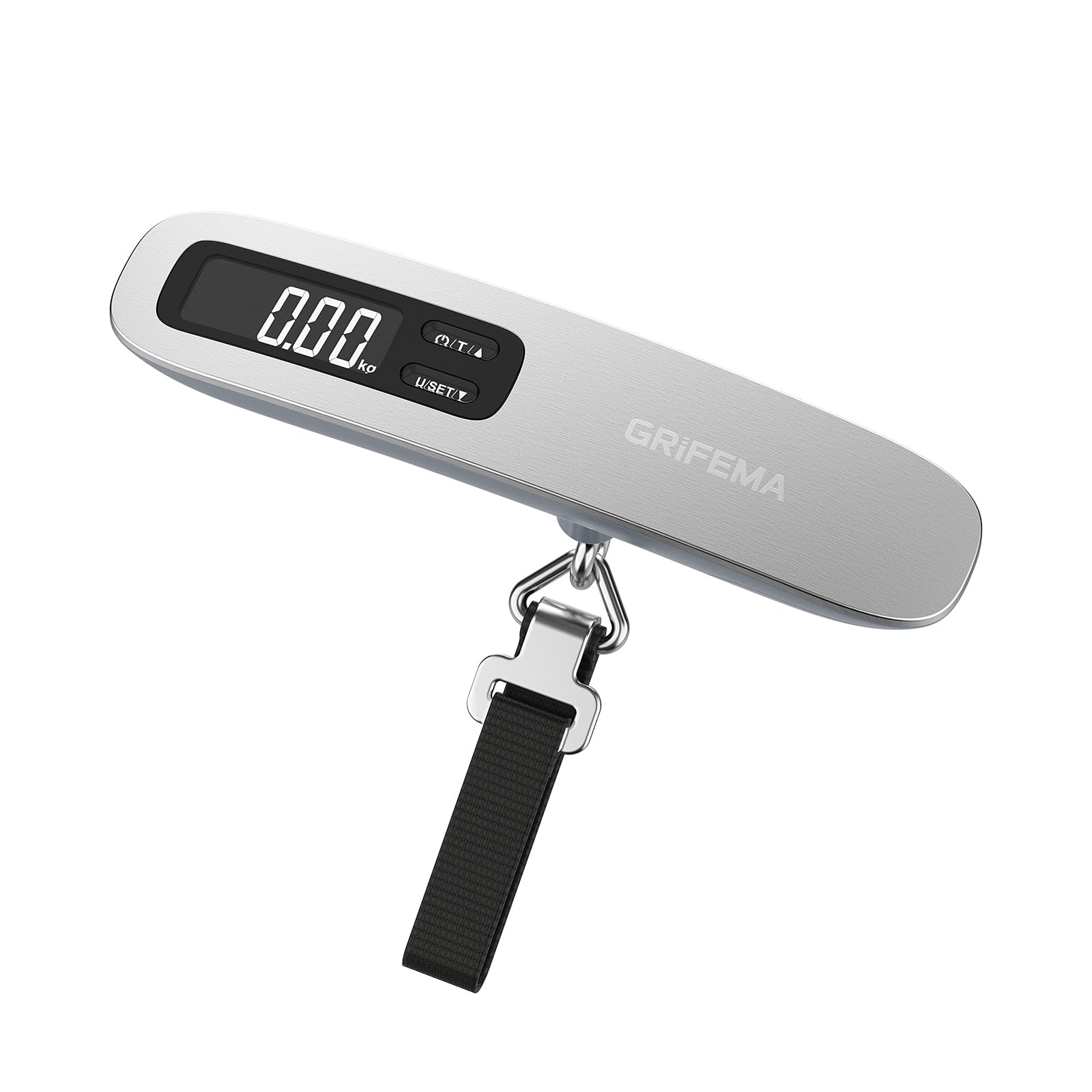 GRIFEMA GA2006 Cyfrowa waga bagażowa, 50 kg, dokładność 50 g, wyświetlacz LCD z podświetleniem, funkcja tarowania, kompaktowa i przenośna konstrukcja, do podróży i wysyłki