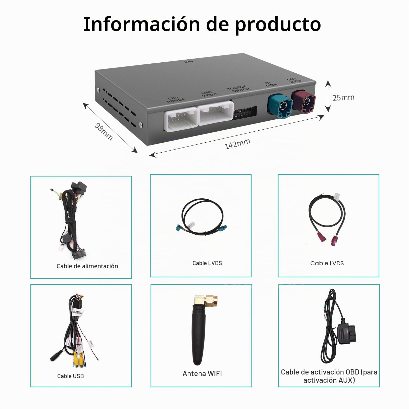 Módulo de modificación de coche inalámbrico Carplay/Android para Volkswagen Touareg RNS850 2011-2018, compatible con Mirrorlink y OEM Auto funciones