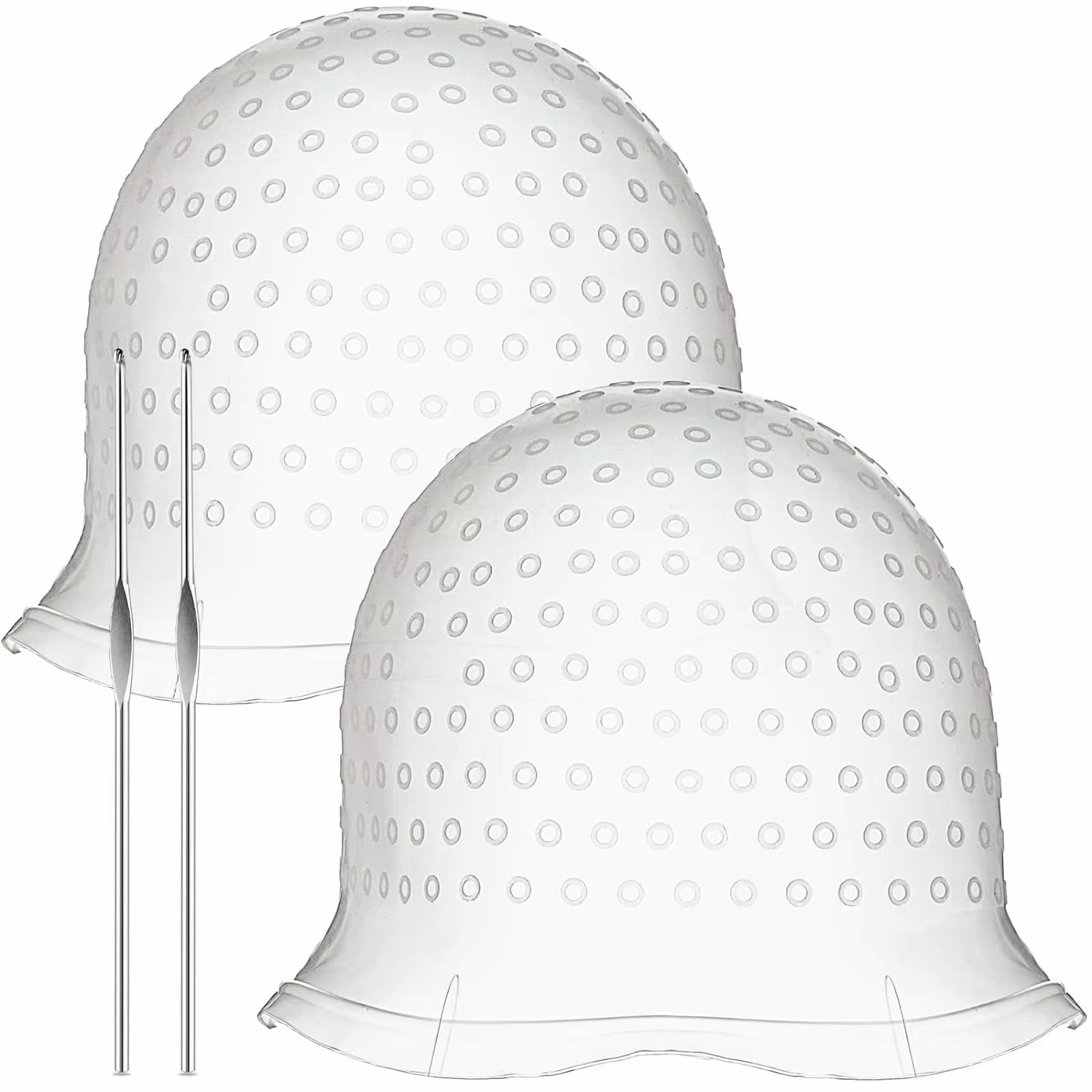 2 Sets Highlighting Cap with Hook, Silicone Highlight Cap, Hair Cap