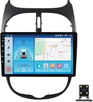 Android Car Navigation Stereo 9 Inch Car Audio Touch Screen Car Stereo Radio for Peugeot 206 2004-2008 with Backup Camera Support Carplay/Auto/Mirror Link/DSP/USB/FM Car Radio