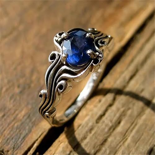 Miniatura 6 de Vintage Delicado Oval Azul Cubic Zirconia Anillo Señora Elegante Joyería para Aniversario