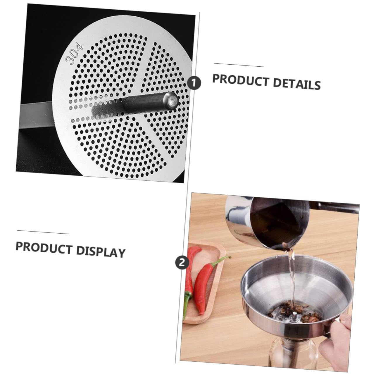 Juego de Embudo de Cocina de Acero Inoxidable Mango Lateral y Filtro Desmontable para Transporte Rápido y Preciso de Líquidos Hogar