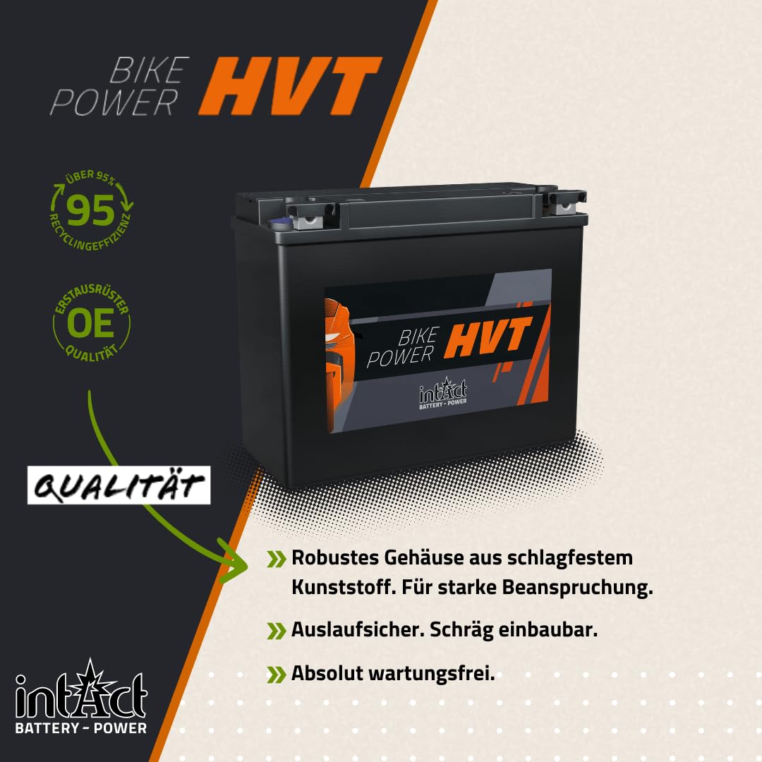 intAct - HVT-03 MOTORRADBATTERIE - Motorrad Batterie perfekt für Harley Davidson & andere hubraumstarke 2-Zylinder. Bike Power HVT-03, CTX14L-BS, 65958-04A, 12V Batterie, 14 AH, 250 A. 150x87x145mm