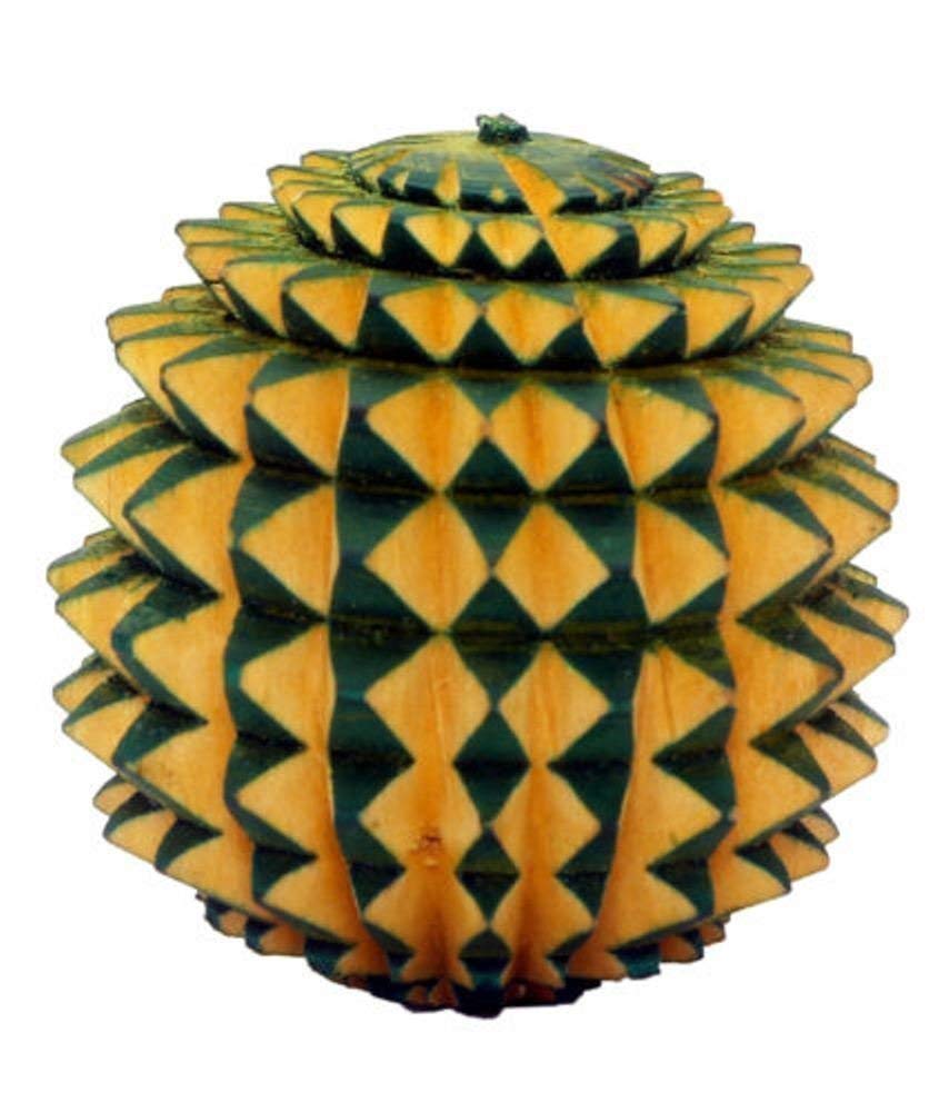 EKIN Accupressure Wooden Karela Ball Combo Massager - 1 Ball 1 Karela
