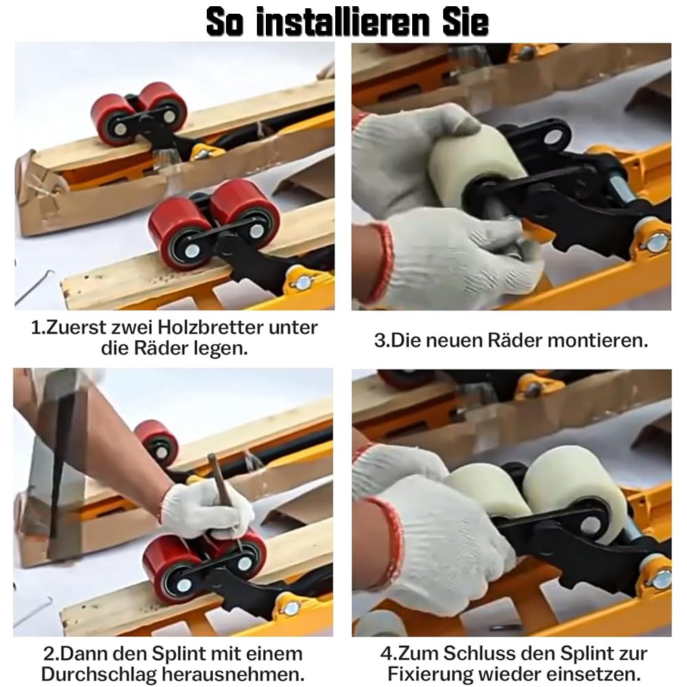 2 Stück Laufrolle Polyurethan 80 x 100 mm, Achse 20 mm inkl. Hubwagen Gabelhubwagenrolle Hubwagenrolle für Hubwagen Ersatzrollen, Max. Belastung 1400 KG