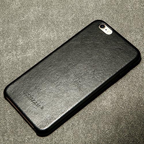 JISONCASE iPhone 6s Case Genuine Leather Hard Back Case Slim Fit Protective Cover Snap on Case for iPhone 6/6s [Black]-JS-I6S-02A10