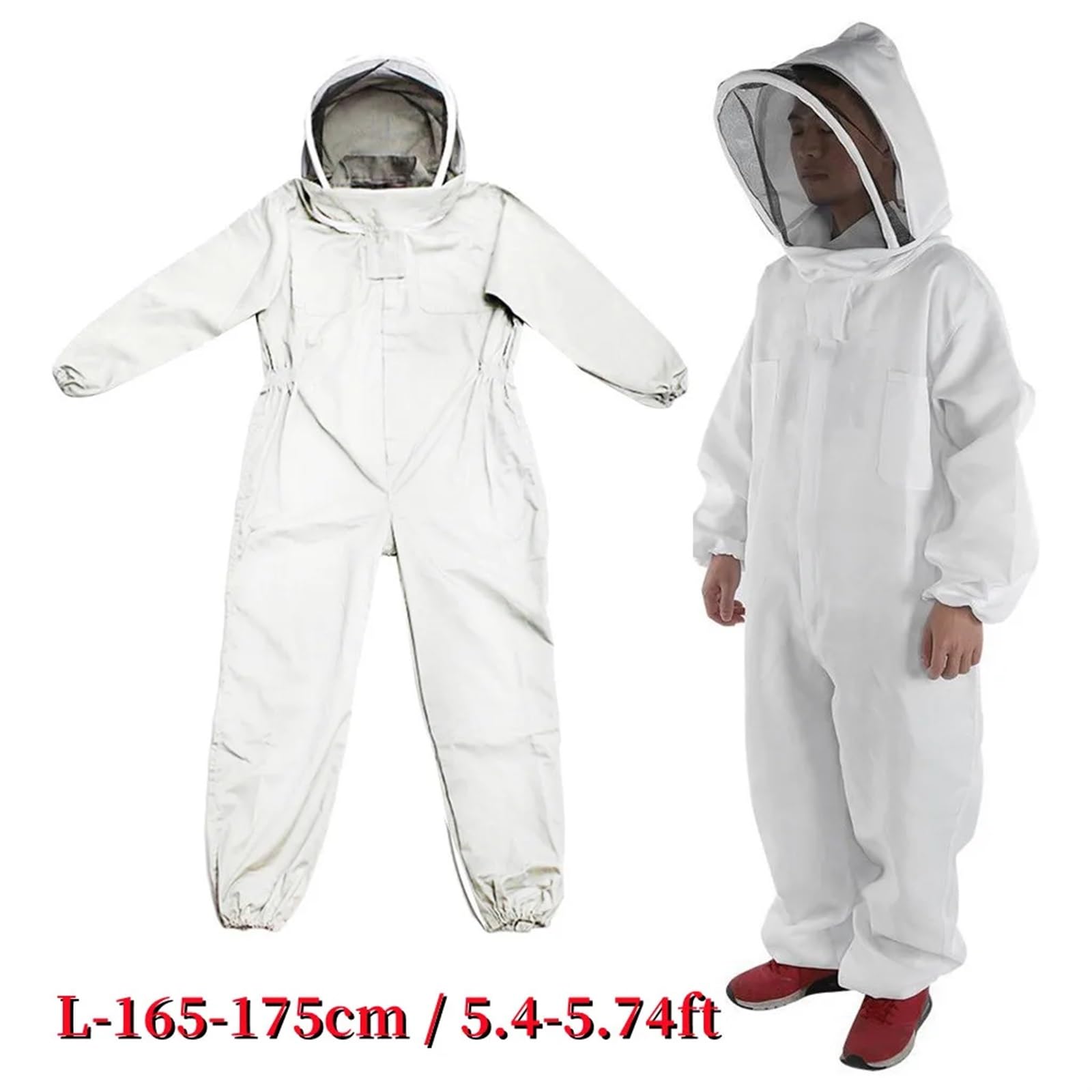 Traje de apicultura cuerpo completo Ropa profesional | Traje de apicultura de protección, chaqueta, velo de seguridad, sombrero, equipo de vestir(A L)