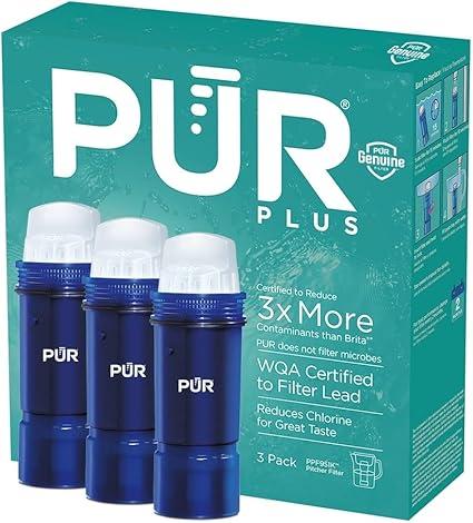 PUR Plus Water Filter Replacement for Pitchers & Dispensers, 6-Month Supply, 3 Count, Blue (PPF951K3)