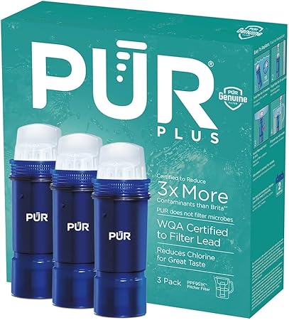 PUR Plus Water Filter Replacement for Pitchers & Dispensers, 6-Month Supply, 3 Count, Blue (PPF951K3)