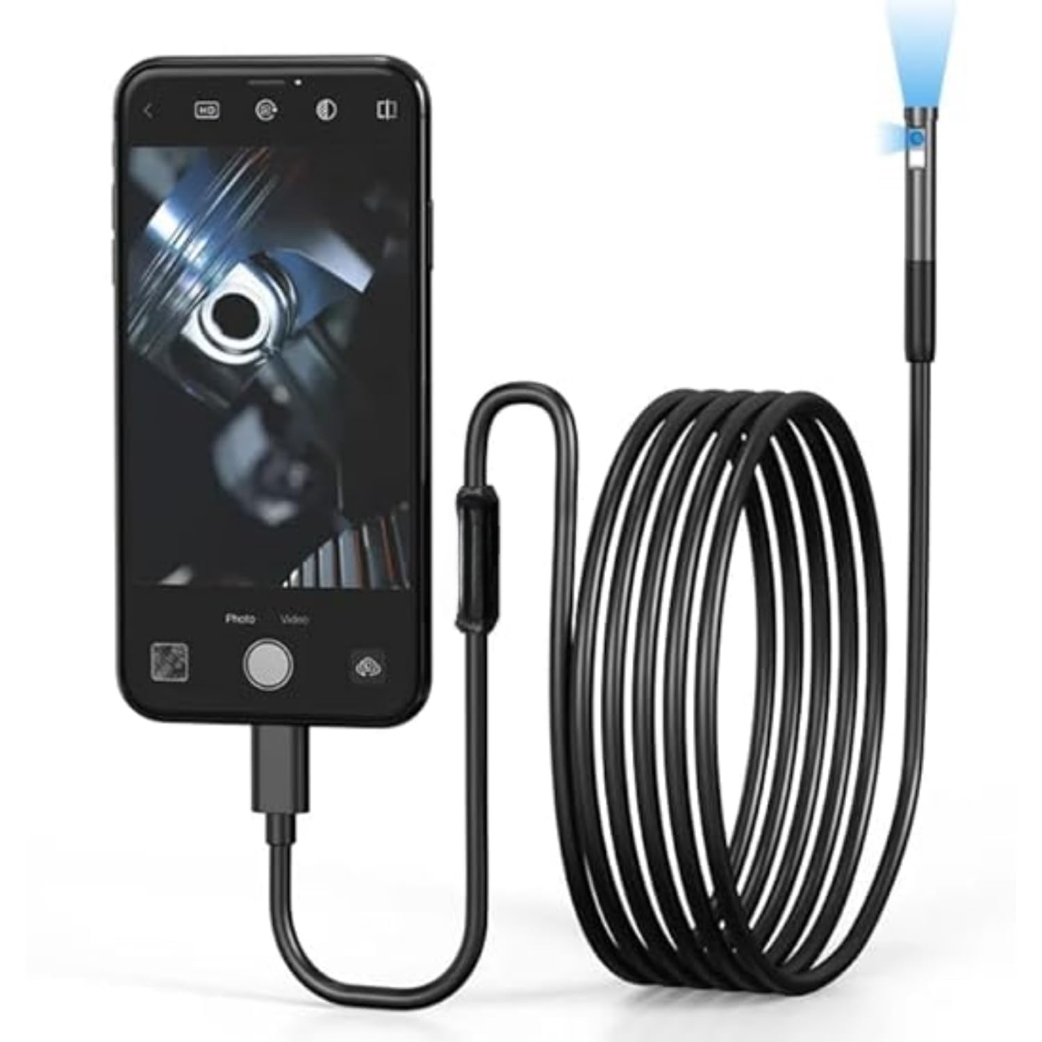 HD Endoscope Camera with Light | 1080P Borescope Inspection Camera | 1.5 Meter Semi-Rigid Cable | 6 Adjustable LED Lights | IP67 Waterproof | Compatible with Android Phones Only | Pack of 1 | Black-image-18