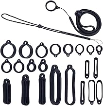CRASPIRE 11 Size Anti-Lost Lanyard Set with 22pcs Silicone Rubber Rings 1pc Lanyards Strap Pendant Necklace Adjustable Fixing Rings Pen Soft Protective Ring Replacement Case Multipurpose for Keychain
