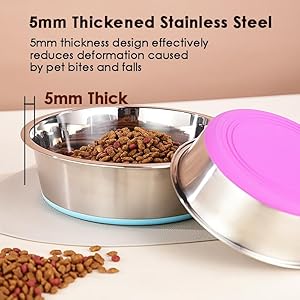 5mm thick stainless steel dog bowls non slip with silicone base cat dishes 4 cups food grade bpa free less sliding premium water and food pat bowls for cat and dog easy to clean 2 pack   cucciolini doodles
