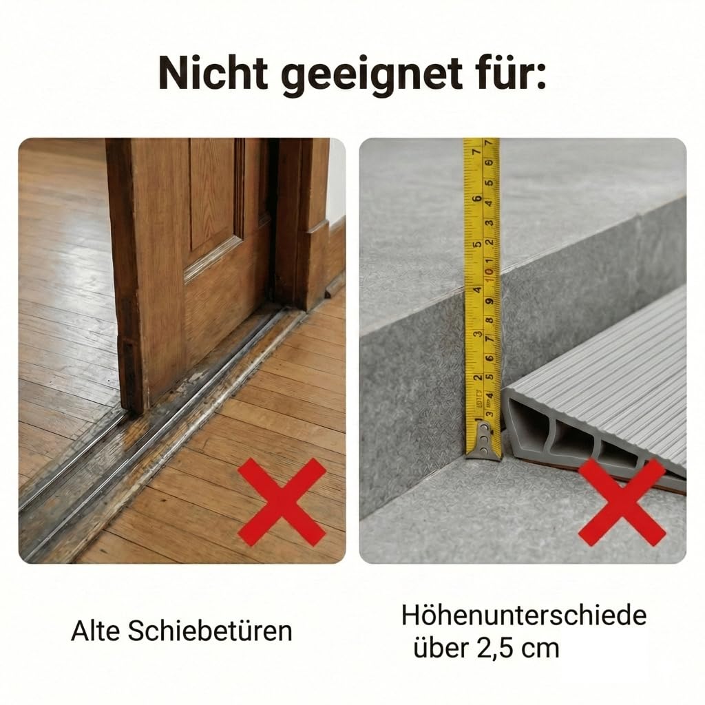 Türschwellenrampe Saugroboter, 100*10*2,5cm Rutschfeste Schwellenrampe PVC, Rampe für Saugroboter, Selbstklebende Rollstuhlrampe für Rollator, Kinderwagen & E-Scooter, Auffahrrampe, Grau