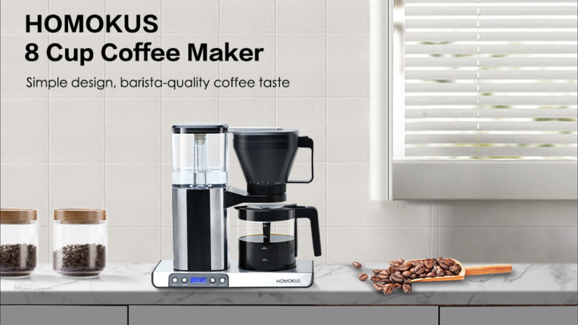 Watch HOMOKUS 8 Cup Programmable Drip Coffee Maker on Amazon Live