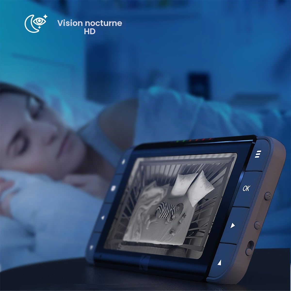 Kodak Cherish C525P Moniteur vidéo Intelligent pour bébé, vidéo de qualité pour des vérifications Rapides et en Toute Confiance, Longue durée de Vie de la Batterie Pendant la Nuit et Les Siestes