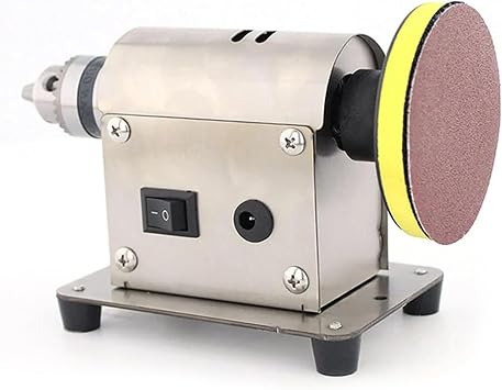 Jewelry Polishing Machine, Saw Rock Lapidary Polisher,The Chuck Can Be Adjusted from 1.5-10mm and with 20 Pieces of 3-Inch Sandpaper for Wood, Dental, Amber