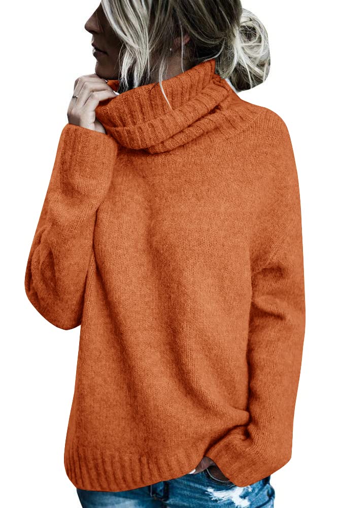 FISACE Womens Oversized Turtleneck Pullover Sweater Cable Knit Long Sleeve Sweater Tops