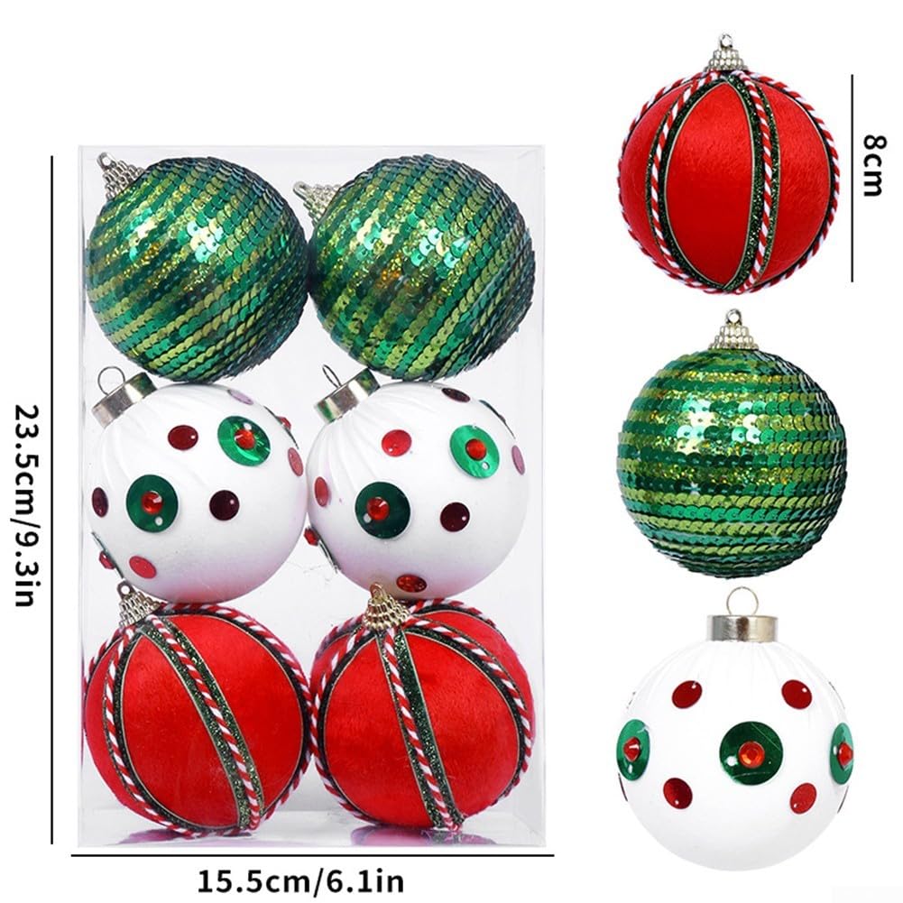 6 sztuk aksamitnej pianki do bombek, limonka, zielona, choinka, 6 sztuk