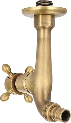 Miniatura 4 de Grifo de agua para lavadora, grifo de latón G12 sin fugas montado en la pared, mango de cruz simple, grifo de agua fría antigua (grifo de agua larga)