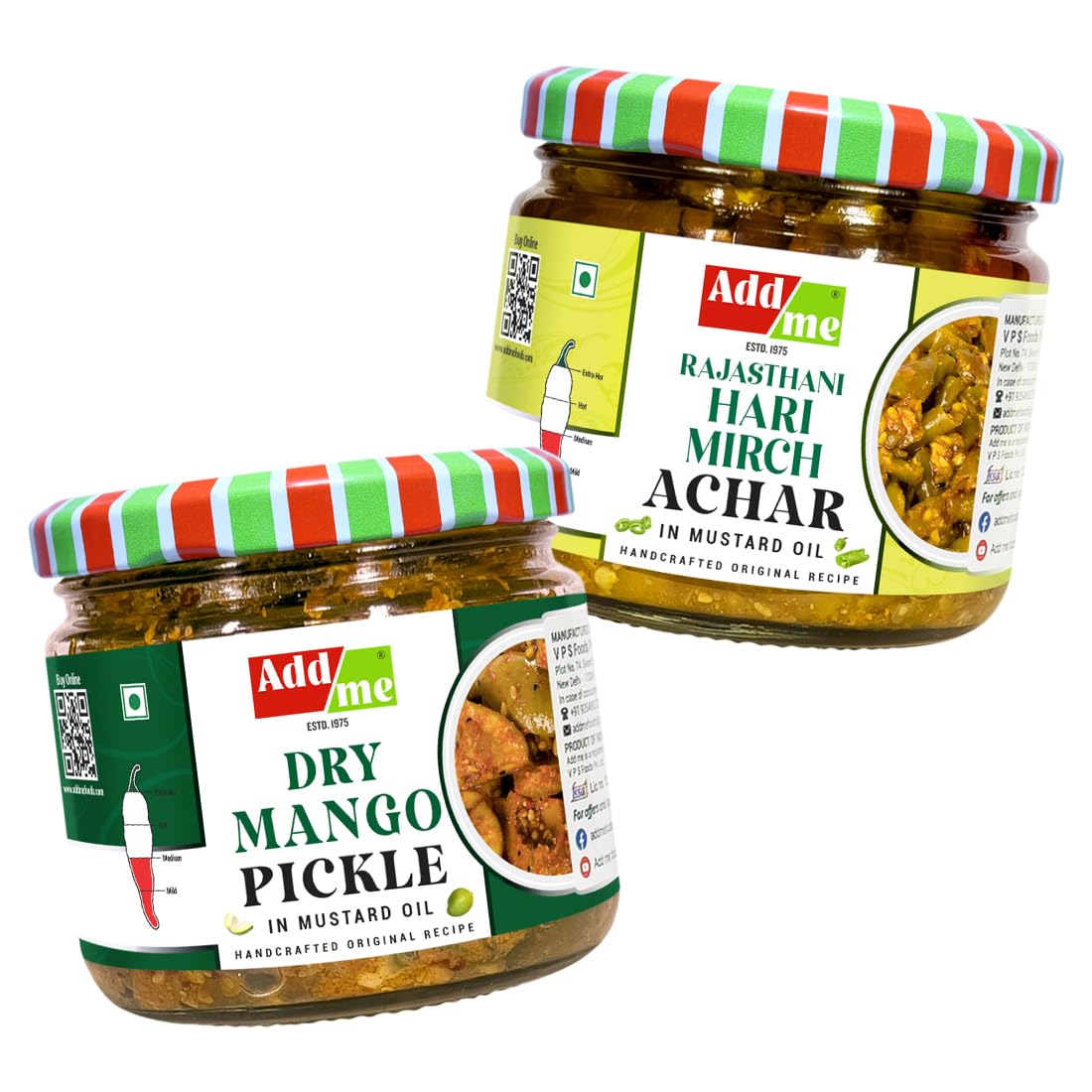 Add me Rajasthani Green Chilli Pickles 300gm in Mustard Oil & Dry Mango Pickle 300gm Picke aam ka sukha achar Glass Pack (B082NRGNR6) Amazon Price History, Amazon Price Tracker
