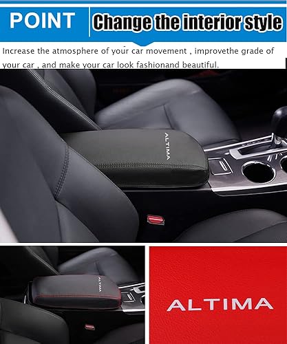 Miniatura 7 de Funda de cuero para consola central, protector de reposabrazos, accesorios para mantener tu reposabrazos (costuras negras) para Nissan Altima (2013
