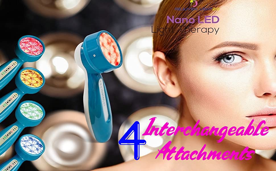 Rejuven Light LED Light Therapy with 4-In-1 Interchangeable Red, Blue, Yellow, Green Light Heads Anti-Aging Device, Skin Rejuvenation