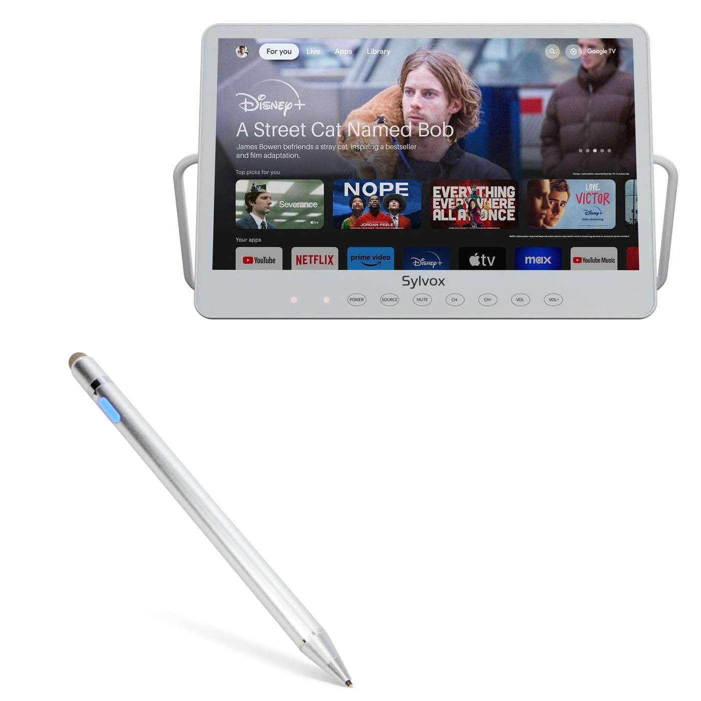 BoxWave Stylus Pen Compatible with Sylvox Waterproof Portable TV PT16A0KGGB (15.6 in) - AccuPoint Active Stylus, Electronic Stylus with Ultra Fine Tip - Metallic Silver