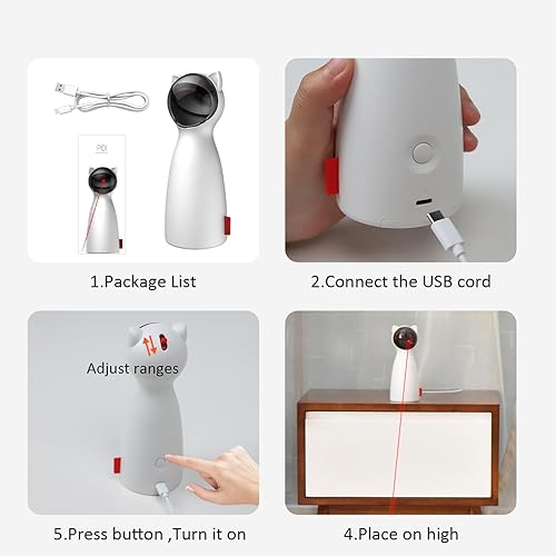 Miniatura 6 de umosis Juguete láser automático para gatos interactivos para gatos de interiorgatitosperros (blanco)