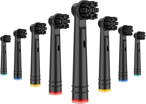 Cabezales de repuesto de cerdas de carbón de bambú compatibles con cepillos de dientes eléctricos Braun Oral-B, 8 unidades, color negro, cabeza