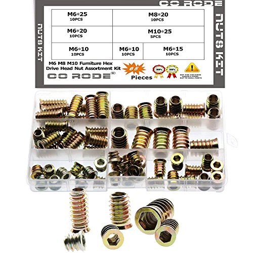 CO RODE E-nut Wood Inserts Interface Screw M6 M8 M10 Furniture Hexagonal Socket Nuts Fasteners