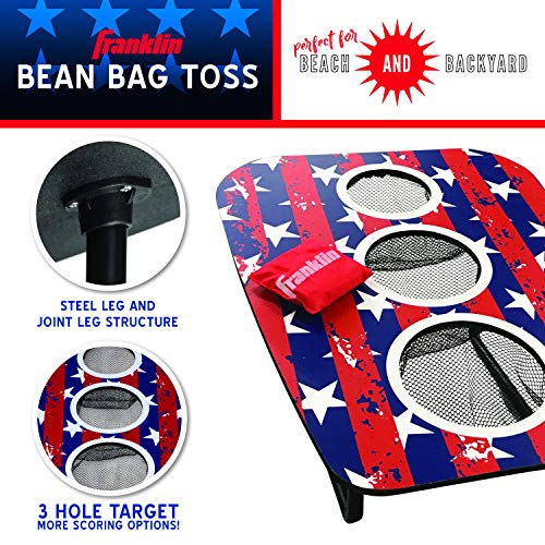 Franklin Sports Bean Bag Toss Yard Game – 3 Hole Cornhole Board Set – Red, White, And Blue – With 6 Bean Bags #TOP1