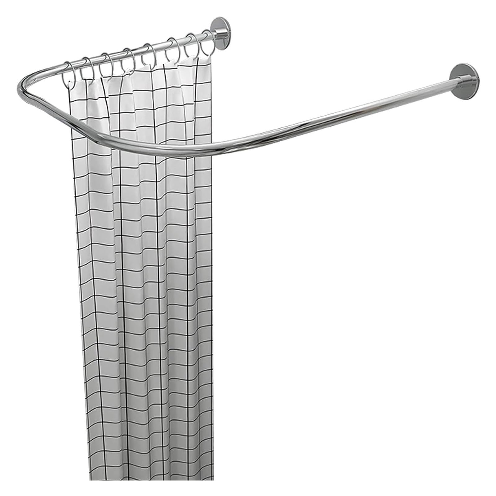 Meiiron U Shaped Adjustable Shower Curtain Rail No Drilling Curved Shower Curtain Rod 304 Stainless Corner Shower Rail Pole Holder for Block Privacy, Curtain Not Included (Size : 90x90x90cm)