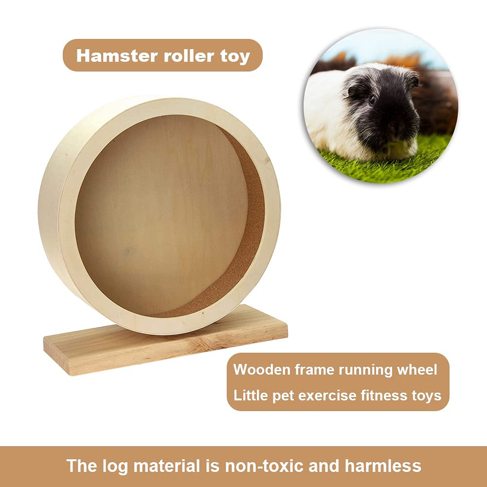 Hamster Wheel Pet Toys Pet Supplies Natural Wood Silent Running Hamster Roller Wheel Rotatory Jogging Exercise Cage (Medium)