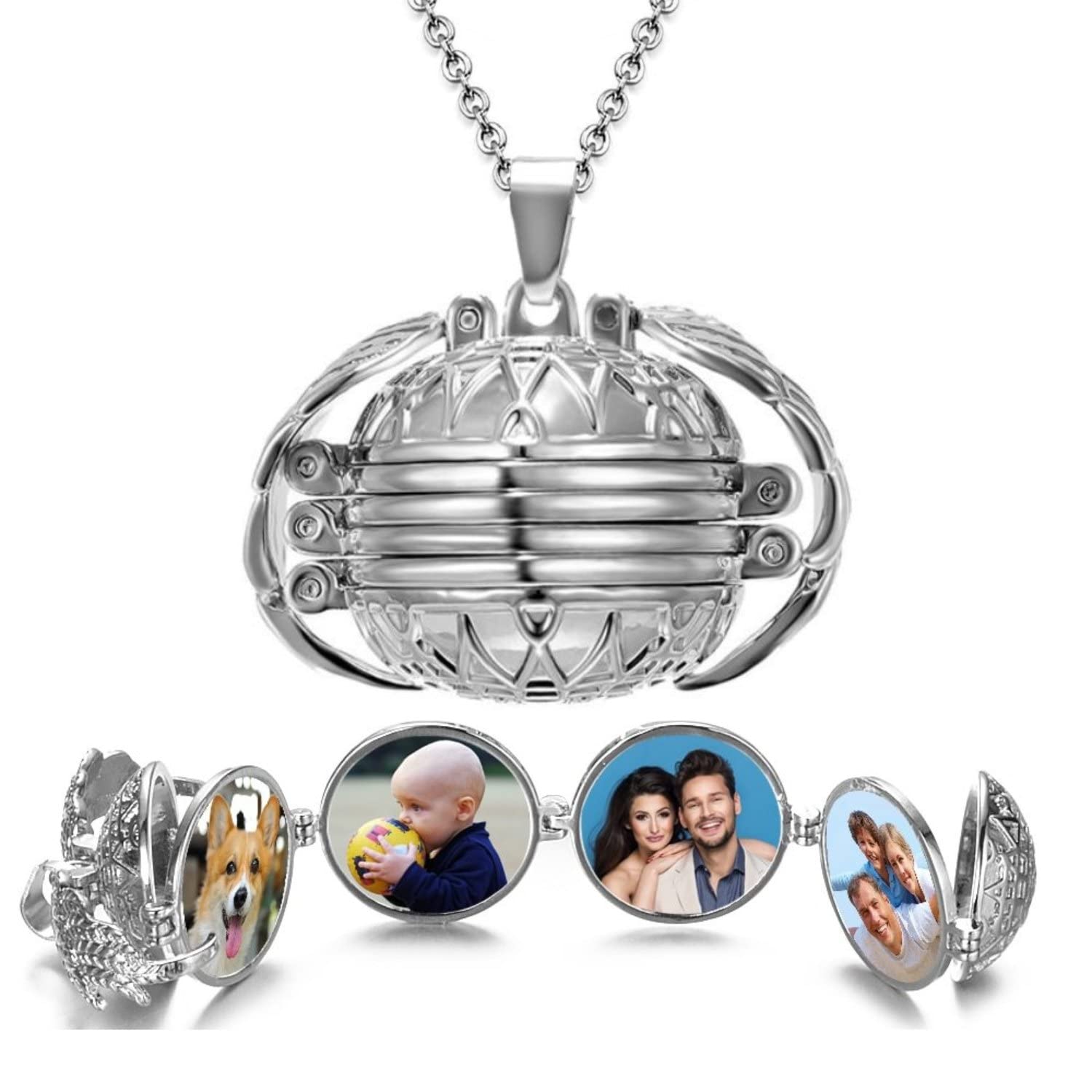 Via Mazzini Expandable Silver Plated Round Photo Memory Locket Pendant Necklace With Chain Valentine Birthday Anniversary Gift For Women And Girls (NK0981) 1 Piece Only (B0B6G92RWX) Amazon Price History, Amazon Price Tracker