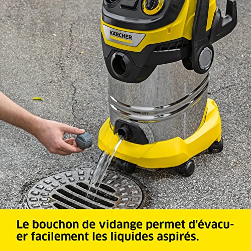 Kärcher Aspirateur Multifonction WD 6 P S V-30/6/22/T, Fonction Soufflerie, Puissance : 1300 W, Cuve : 30 l, Flexible : 2,2 m, avec Prise, Tube et Adaptateur pour Outils, Filtre, Suceur Sol/Fentes - Image 5