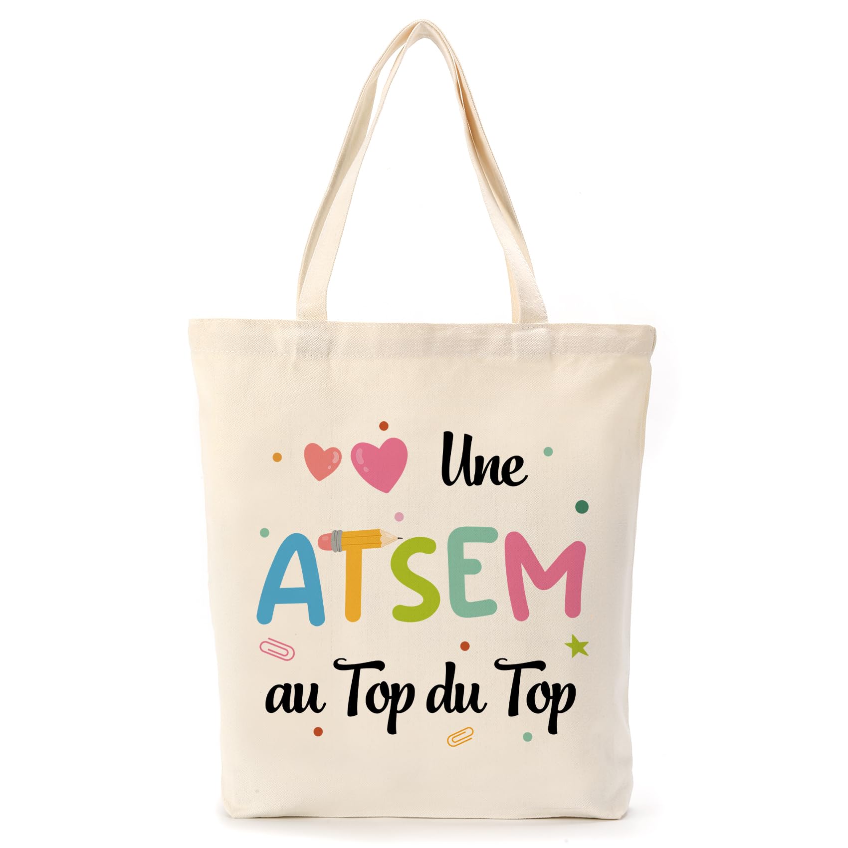 Cadeau Atsem Tote Bag Cadeau Maitress D'école Cadeaux Maitre Nounou Professeur Prof Maîtresse D'école Fin D'année Anniversaire Remerciement Noël Merci Atsem Cadeaux Sac Une Atsem Au Top Du Top