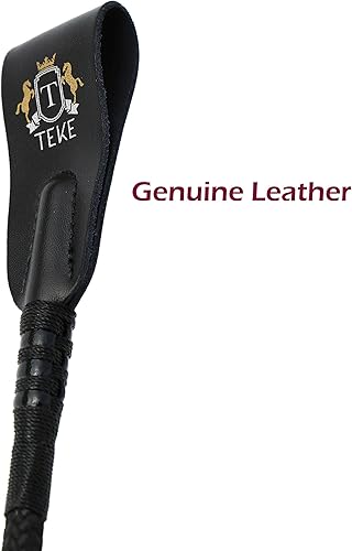 Miniatura 2 de Cultivo de equitación de 18 pulgadas para caballo, látigo ecuestre con mango de golf con amplia zapatilla de cuero genuino, ideal para principiantes