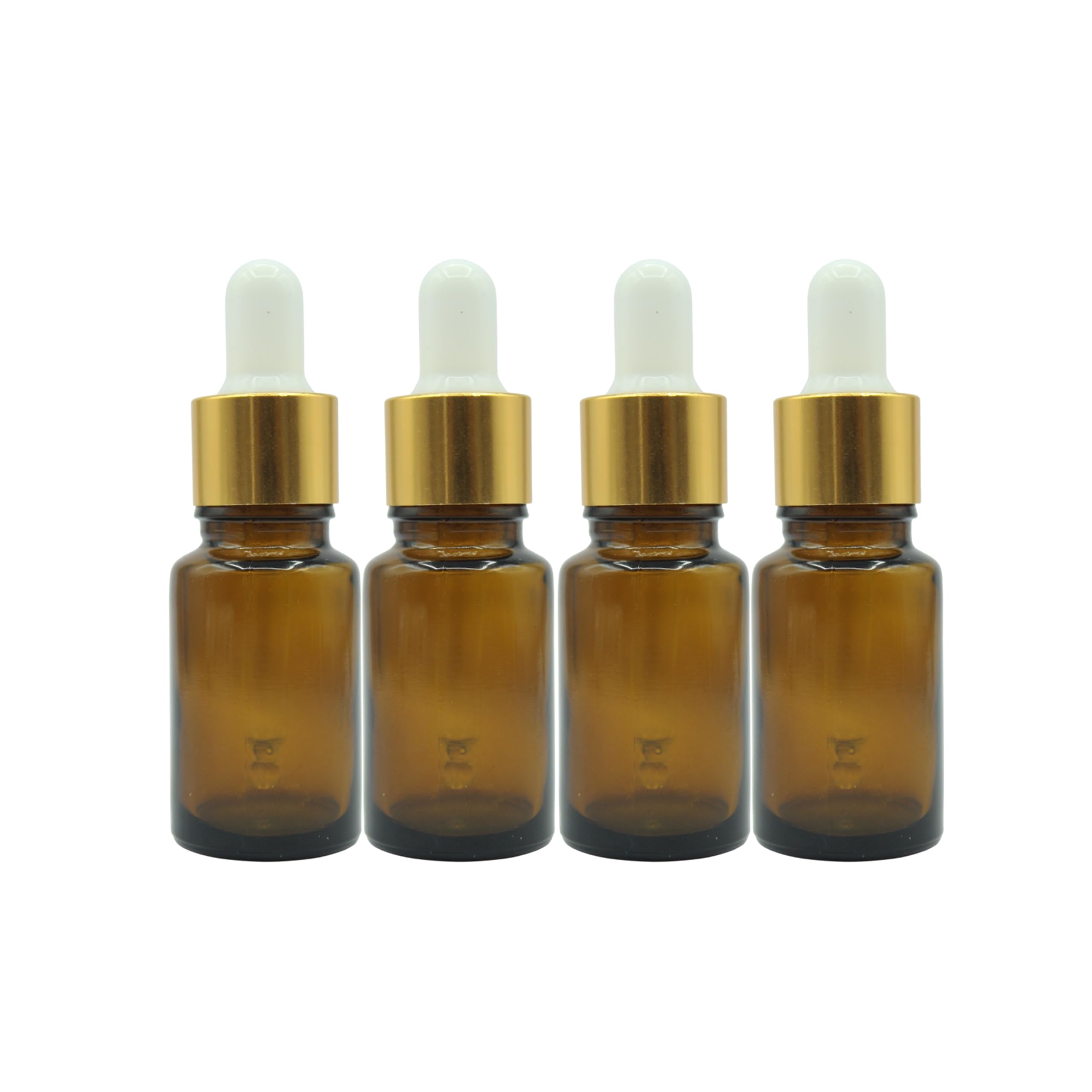 PHARCOS Amber Glass Bottle with Euro Dropper for Essential Oil, DIY Beauty care with Gold ring + White Silicone Teat, Leak Proof, Reusable, Refillable. 10ML - Pack of 4-image-47