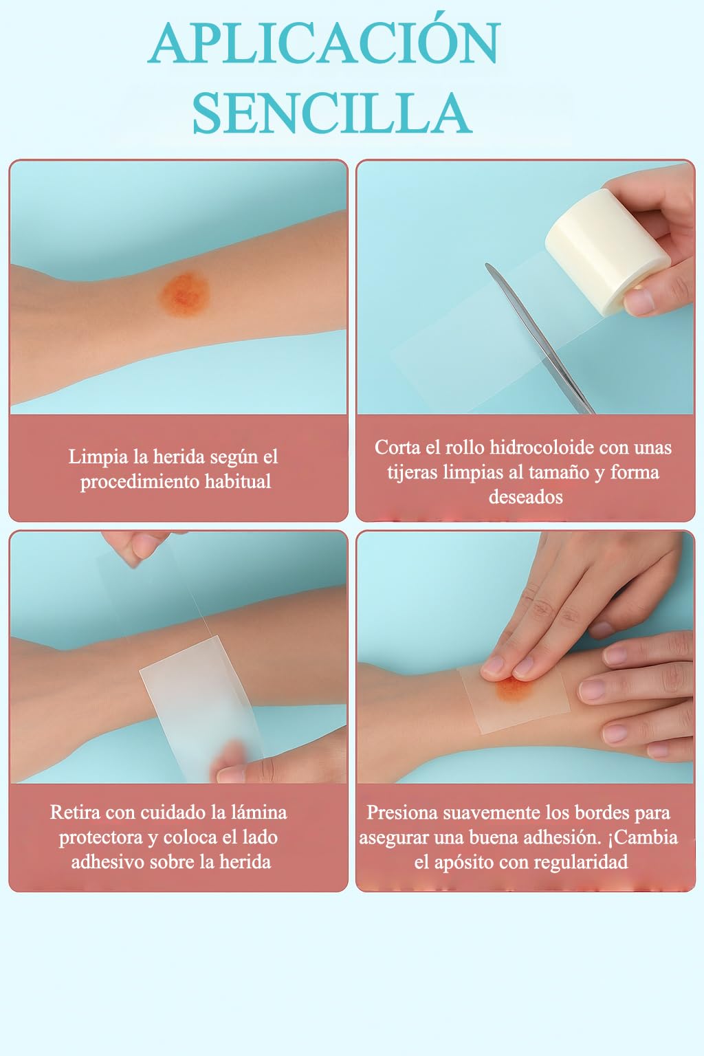 Apósito Hidrocoloide Rollo 5 cm x 3 m, Apósitos Impermeables Ultrafinos con Adhesión Extra Fuerte y Transpirables Hydrocolloid Roll Tape
