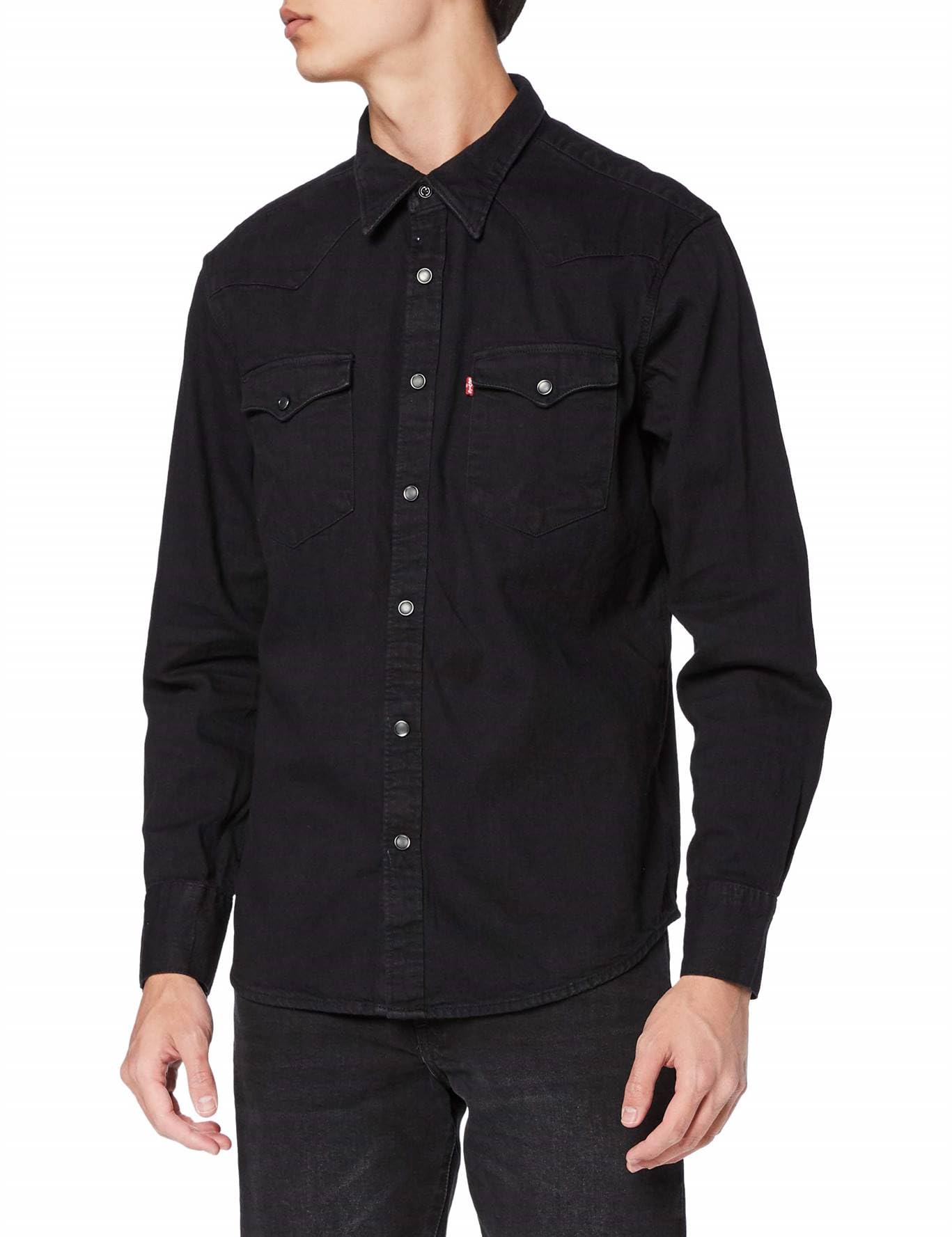 Levi's Mężczyźni Barstow Western Standard Shirt, Marble Black Denim Rinse, XL