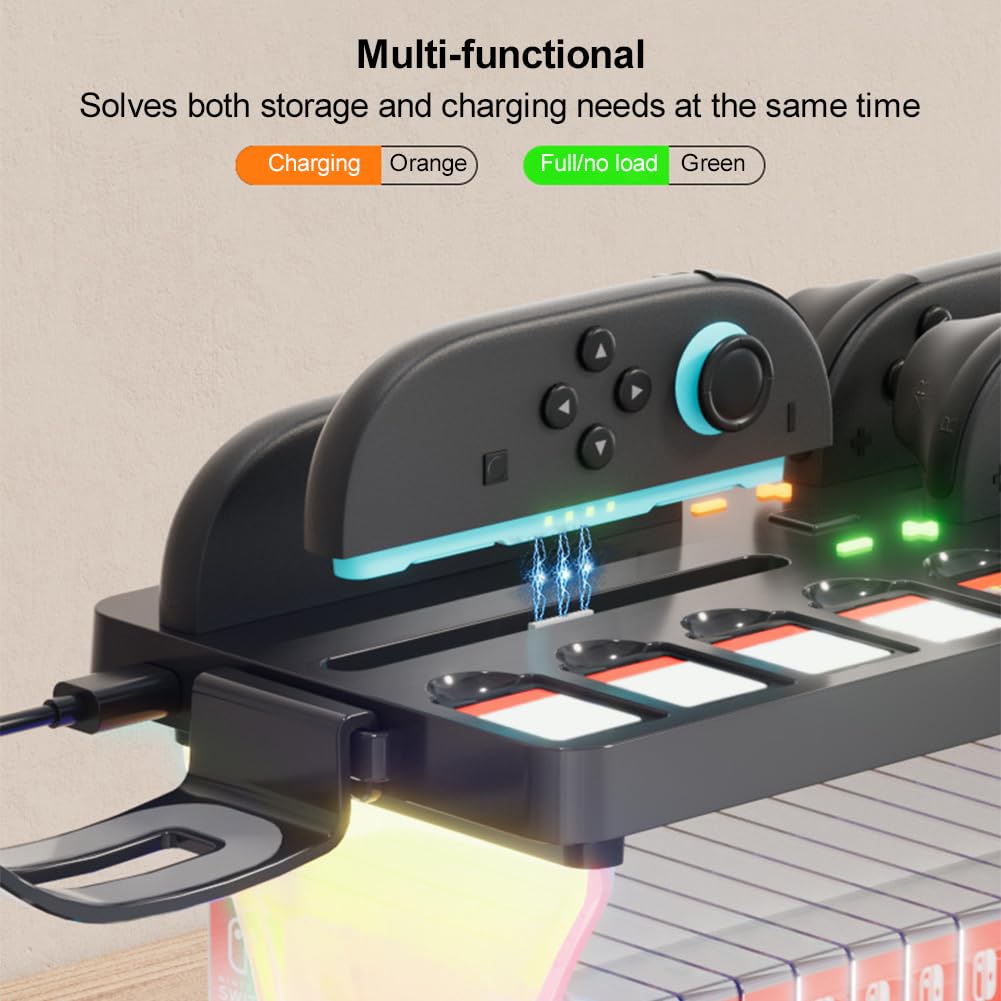 Switch2 - Supporto portaoggetti con stazione di ricarica RGB per dischi e controller