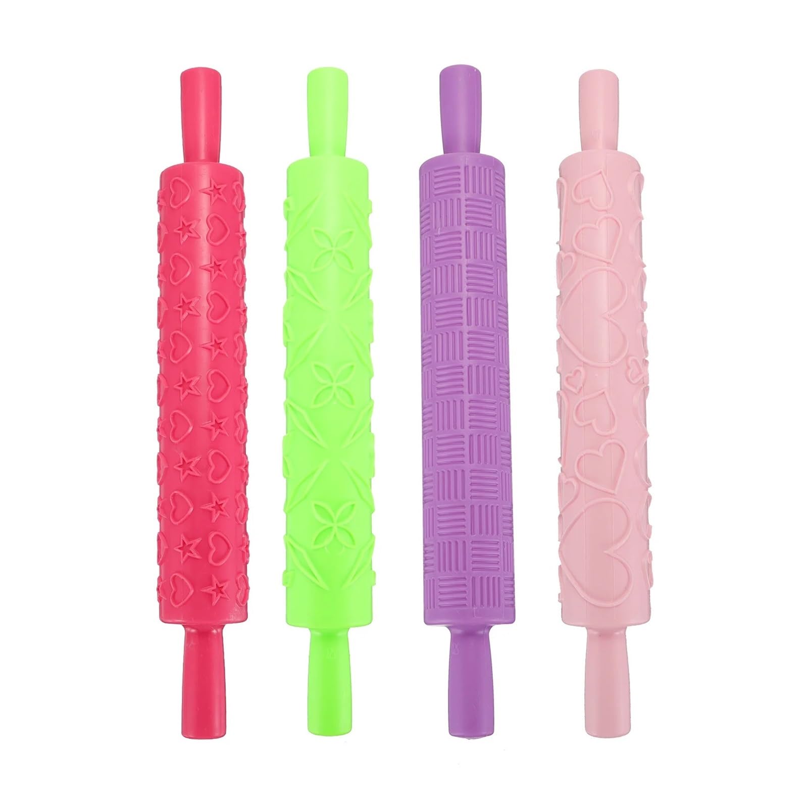Juego de 4 rodillos plástico con relieve for hornear galletas, pizza, pasteles, fideos y manualidades. Ideales for fiestas cocina