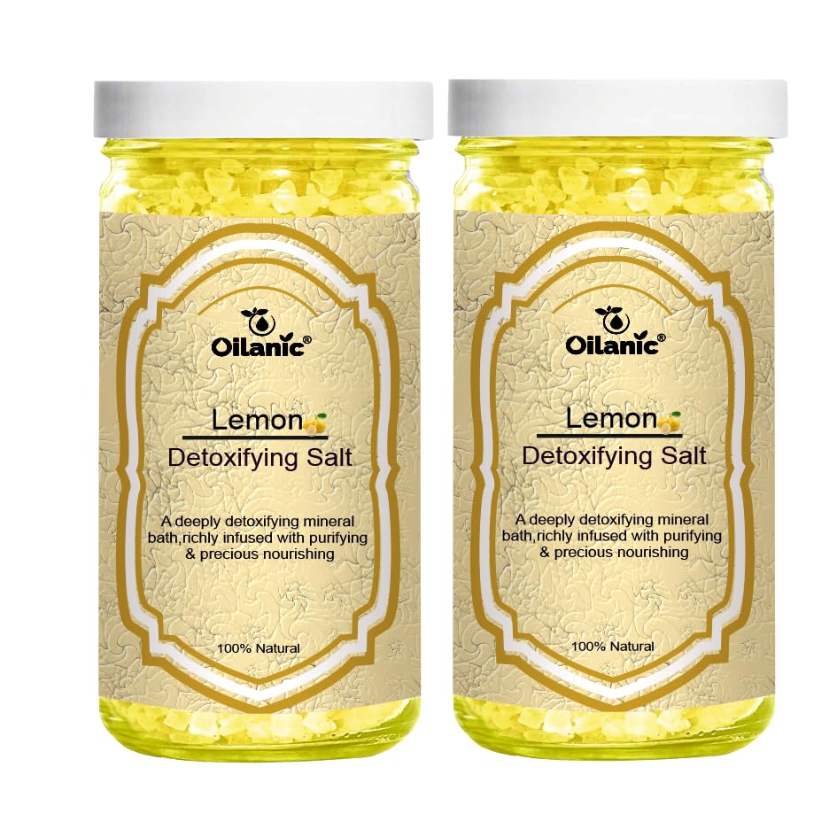 Oilanic Lemon Detox Bath Salt for Skin Glow and Relaxation (Pack of 2, Each 200 grams)|Natural Exfoliating Body Soak Hydrating & Refreshing Spa Salt for Soft & Smooth Skin Deep Cleansing Bath Salt-image-19