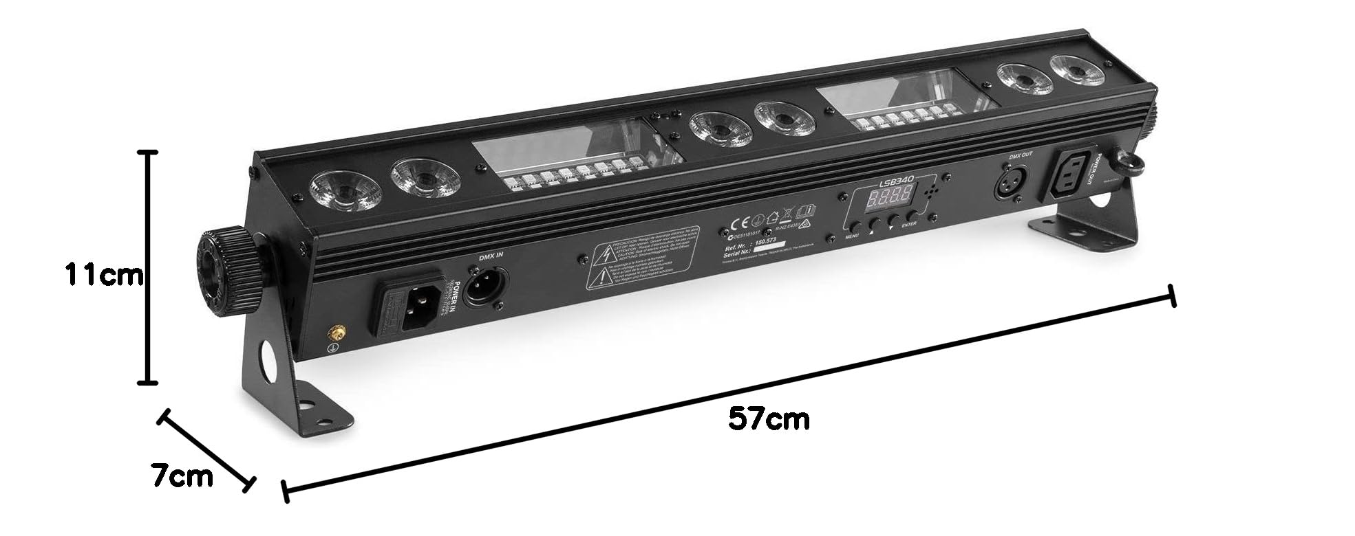 BeamZ LSB340 - Barra LED 2-en-1 con 54 LEDs RGB SMD y 6 LEDs blanco cálido 3W, modo DMX 7/13 canales, control remoto, efectos estrobo, auto, sonido y conexión en cadena máx. 6 unidades