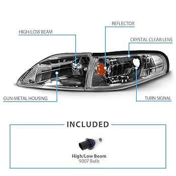 Amazon.com: AmeriLite for 1994-1998 Ford Mustang Gun-Metal