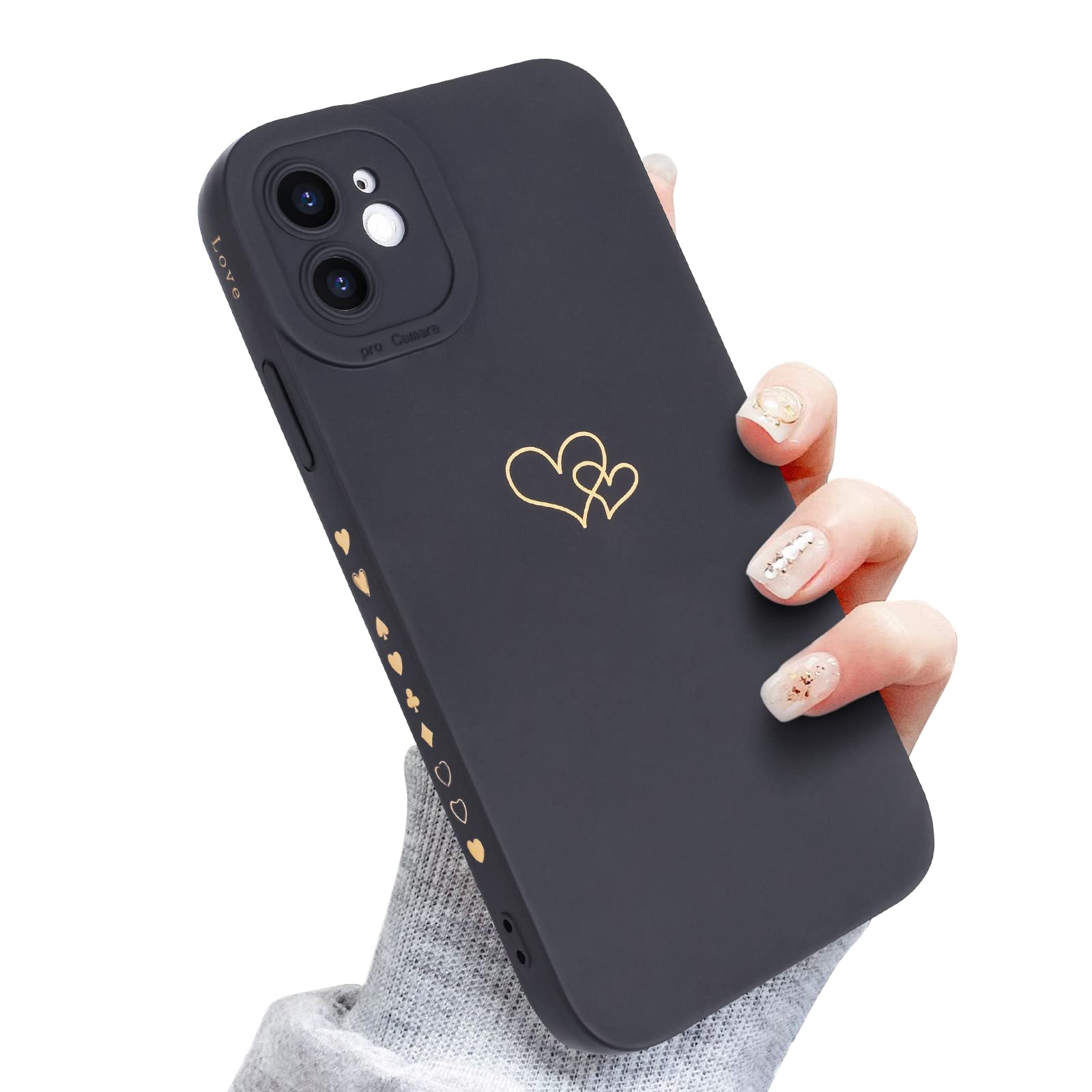 Custodia Per IPhone 11 Con Motivo Cuore – Silicone Morbido Beige, Anti Urto, Anti Giallo, Supporta Ricarica Wireless, Con Cordino